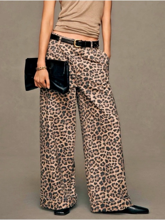 Pilcro Denim - Pilcro Leopard Print wide leg pants  - Brown and Black